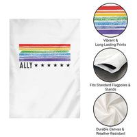 Retro Rainbow Ally Distressed Stripes Graphic Garden Flag LGBTQ Support Pride Month