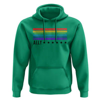 Retro Rainbow Ally Distressed Stripes Graphic Hoodie LGBTQ Support Pride Month