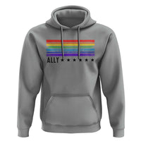 Retro Rainbow Ally Distressed Stripes Graphic Hoodie LGBTQ Support Pride Month