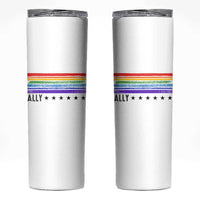 Retro Rainbow Ally Distressed Stripes Graphic Skinny Tumbler LGBTQ Support Pride Month
