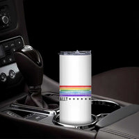 Retro Rainbow Ally Distressed Stripes Graphic Skinny Tumbler LGBTQ Support Pride Month