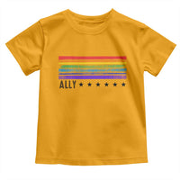 Retro Rainbow Ally Distressed Stripes Graphic Toddler T Shirt LGBTQ Support Pride Month