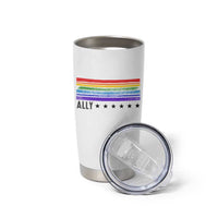 Retro Rainbow Ally Distressed Stripes Graphic Tumbler Cup LGBTQ Support Pride Month