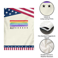 Retro Rainbow Ally Distressed Stripes Graphic Patriotic Garden Flag LGBTQ Support Pride Month