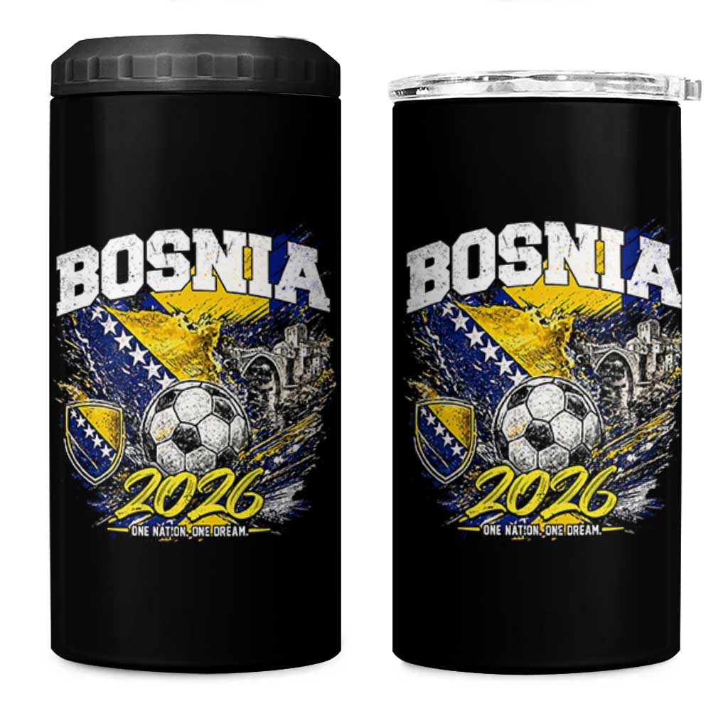 Bosnia Soccer Jersey Pride 2026 4 in 1 Can Cooler Tumbler One Nation One Dream Heritage Football Sports Fan