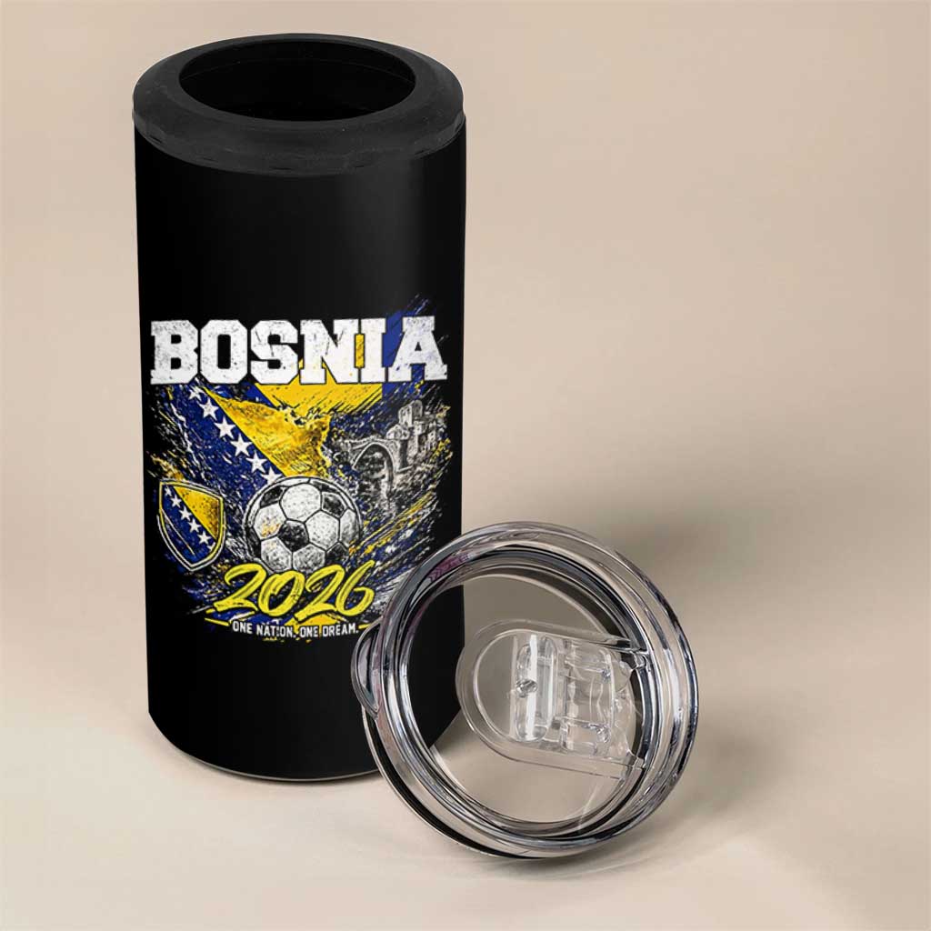 Bosnia Soccer Jersey Pride 2026 4 in 1 Can Cooler Tumbler One Nation One Dream Heritage Football Sports Fan