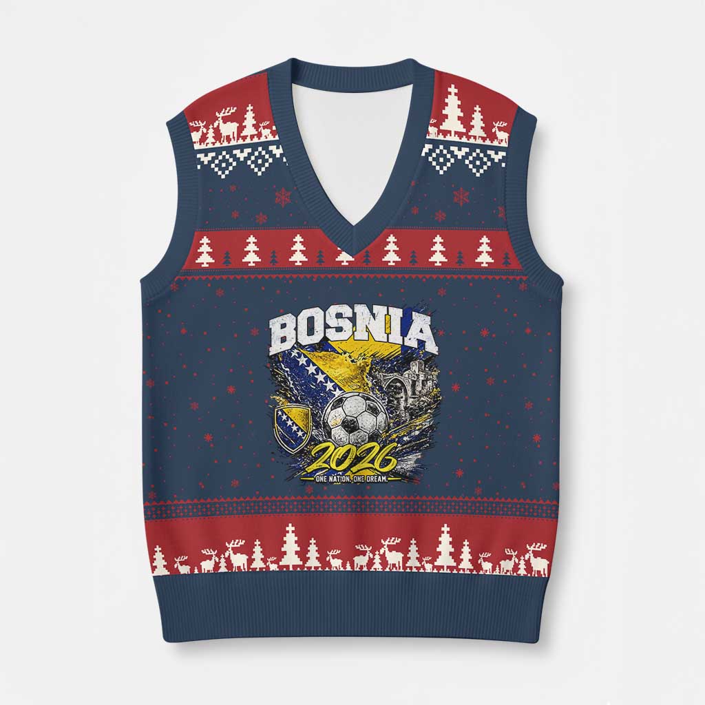 Bosnia Soccer Jersey Pride 2026 V-Neck Knit Sweater Vest One Nation One Dream Heritage Football Sports Fan