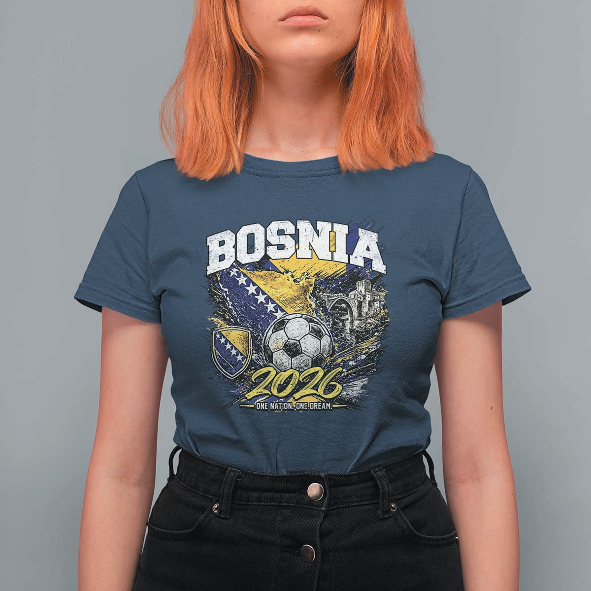 Bosnia Soccer Jersey Pride 2026 T Shirt For Women One Nation One Dream Heritage Football Sports Fan