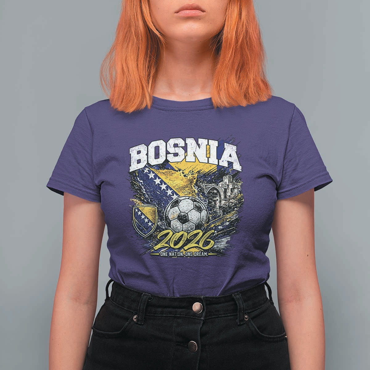 Bosnia Soccer Jersey Pride 2026 T Shirt For Women One Nation One Dream Heritage Football Sports Fan