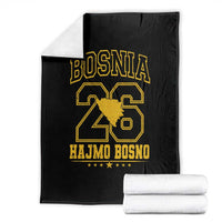 Lets Go Bosnia 2026 Hajmo Bosno Vintage Varsity Sports Style Throw Blanket Bosnia Herzegovina Map Soccer Lover Football Fan