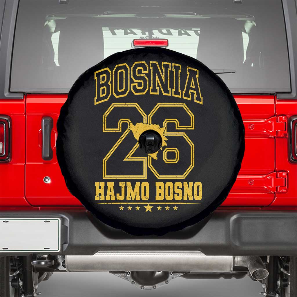 Lets Go Bosnia 2026 Hajmo Bosno Vintage Varsity Sports Style Spare Tire Cover Bosnia Herzegovina Map Soccer Lover Football Fan
