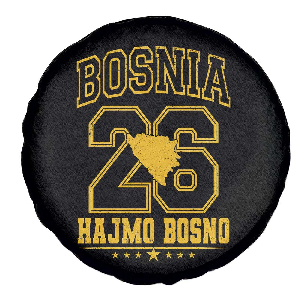 Lets Go Bosnia 2026 Hajmo Bosno Vintage Varsity Sports Style Spare Tire Cover Bosnia Herzegovina Map Soccer Lover Football Fan
