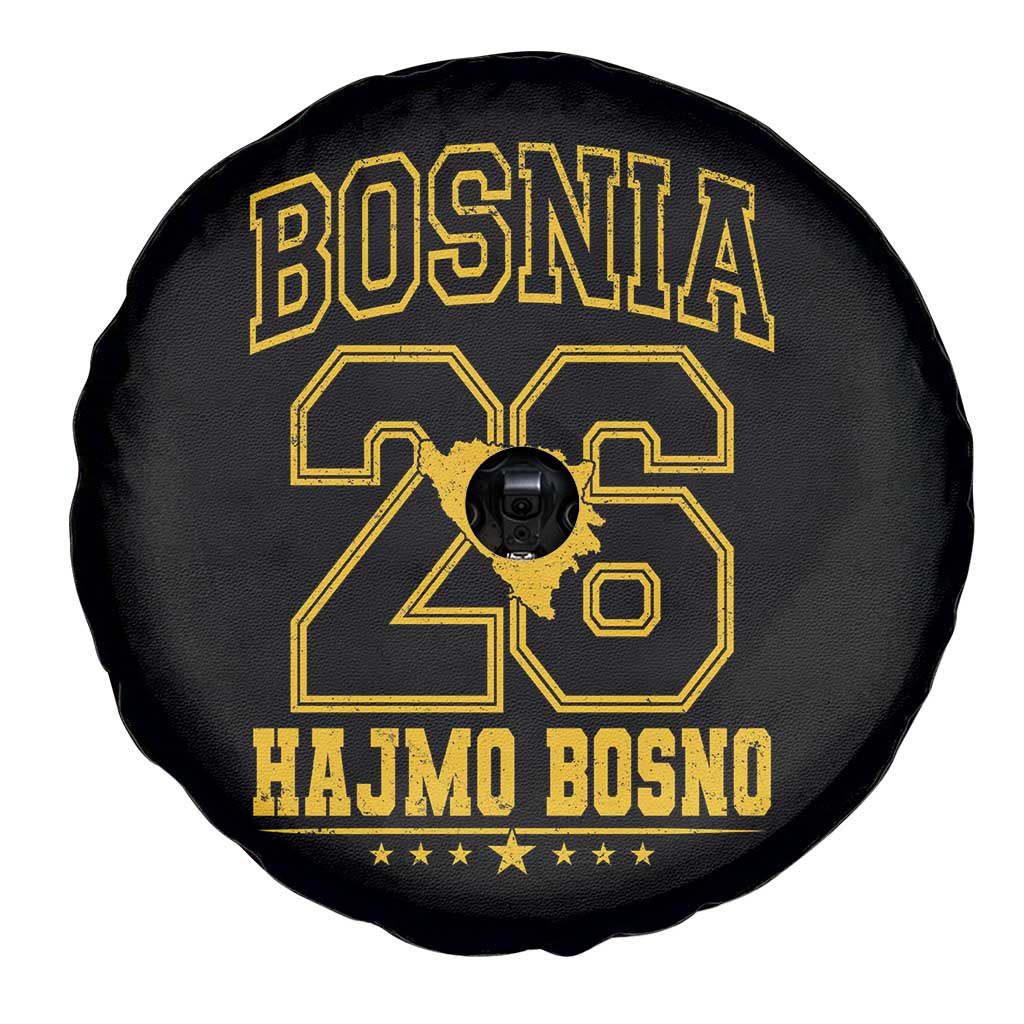 Lets Go Bosnia 2026 Hajmo Bosno Vintage Varsity Sports Style Spare Tire Cover Bosnia Herzegovina Map Soccer Lover Football Fan