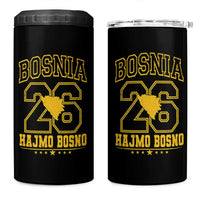 Lets Go Bosnia 2026 Hajmo Bosno Vintage Varsity Sports Style 4 in 1 Can Cooler Tumbler Bosnia Herzegovina Map Soccer Lover Football Fan