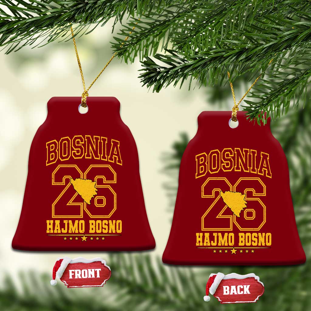 Lets Go Bosnia 2026 Hajmo Bosno Vintage Varsity Sports Style Ceramic Ornament Bosnia Herzegovina Map Soccer Lover Football Fan