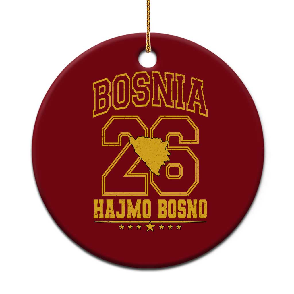 Lets Go Bosnia 2026 Hajmo Bosno Vintage Varsity Sports Style Ceramic Ornament Bosnia Herzegovina Map Soccer Lover Football Fan