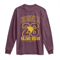 Lets Go Bosnia 2026 Hajmo Bosno Vintage Varsity Sports Style Long Sleeve Shirt Bosnia Herzegovina Map Soccer Lover Football Fan