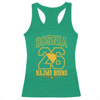 Lets Go Bosnia 2026 Hajmo Bosno Vintage Varsity Sports Style Racerback Tank Top Bosnia Herzegovina Map Soccer Lover Football Fan