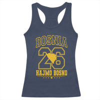 Lets Go Bosnia 2026 Hajmo Bosno Vintage Varsity Sports Style Racerback Tank Top Bosnia Herzegovina Map Soccer Lover Football Fan