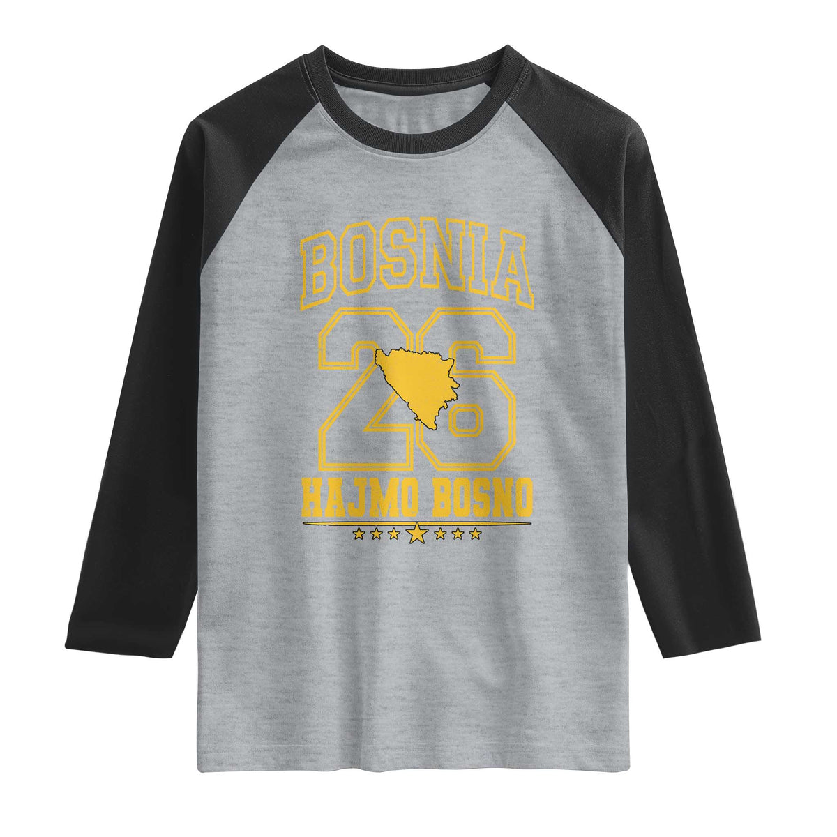 Lets Go Bosnia 2026 Hajmo Bosno Vintage Varsity Sports Style Raglan Shirt Bosnia Herzegovina Map Soccer Lover Football Fan