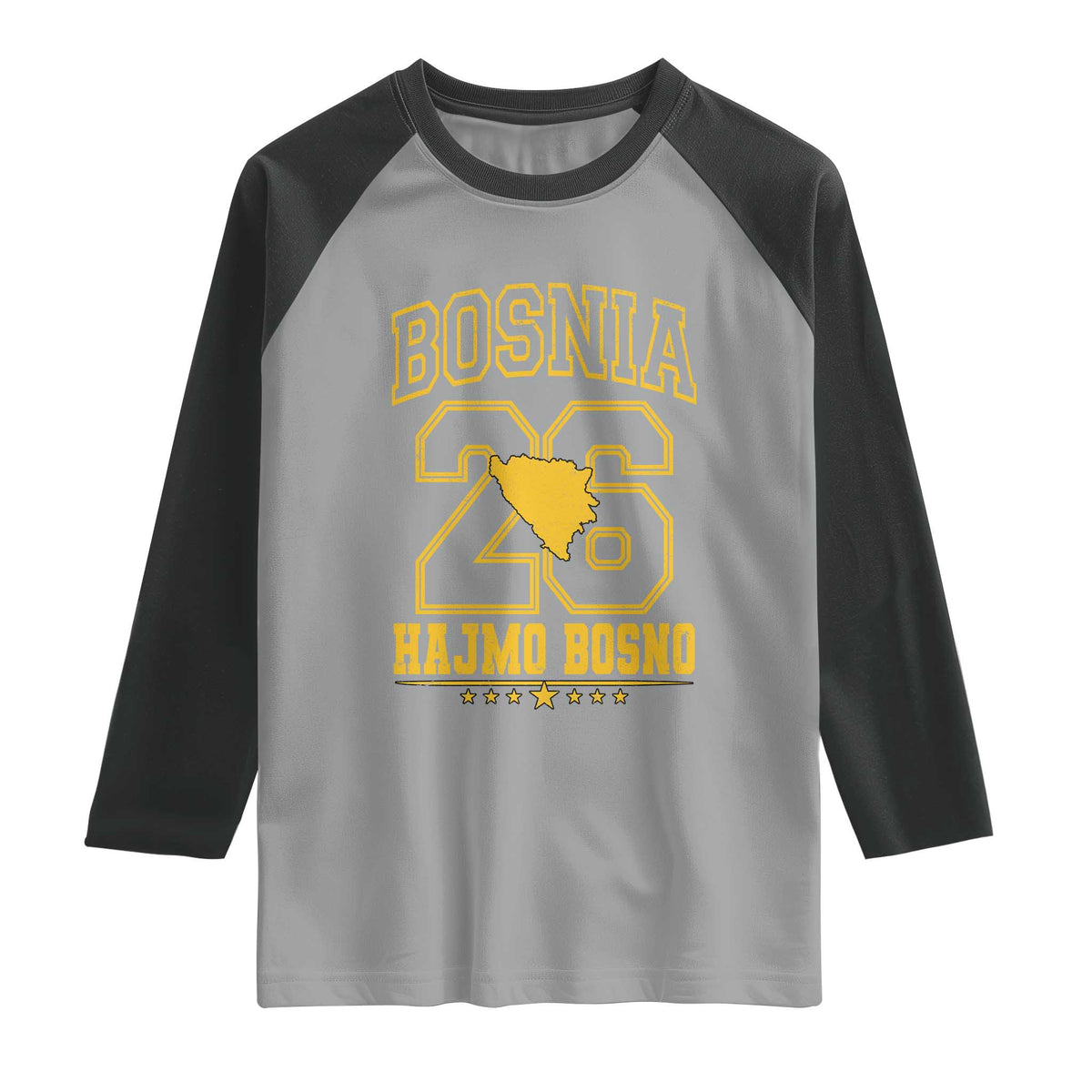 Lets Go Bosnia 2026 Hajmo Bosno Vintage Varsity Sports Style Raglan Shirt Bosnia Herzegovina Map Soccer Lover Football Fan