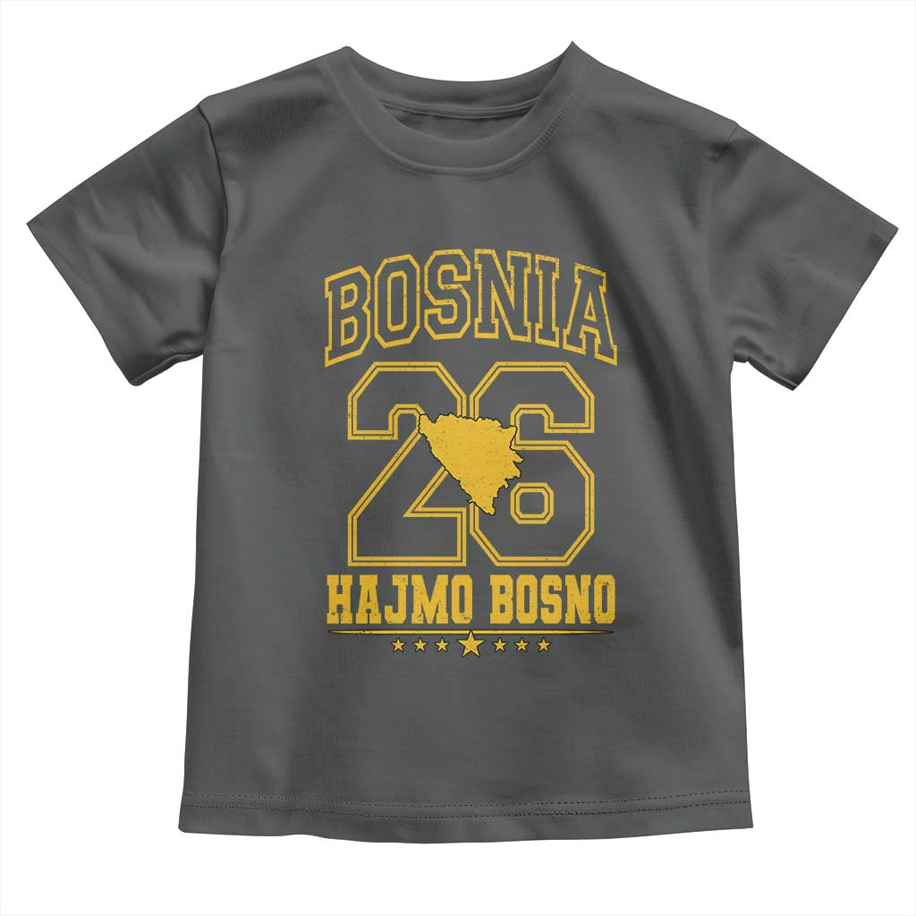 Lets Go Bosnia 2026 Hajmo Bosno Vintage Varsity Sports Style Toddler T Shirt Bosnia Herzegovina Map Soccer Lover Football Fan