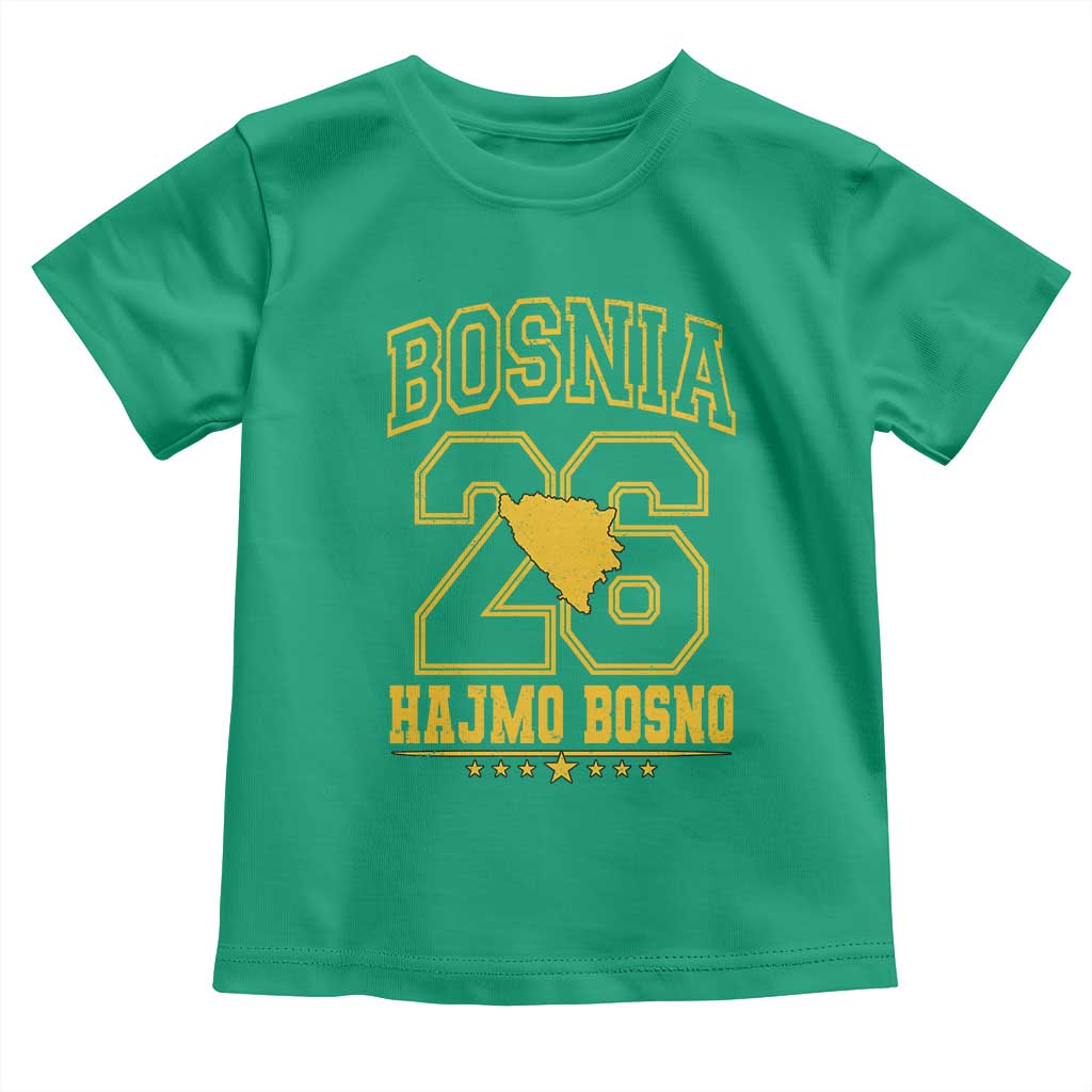 Lets Go Bosnia 2026 Hajmo Bosno Vintage Varsity Sports Style Toddler T Shirt Bosnia Herzegovina Map Soccer Lover Football Fan