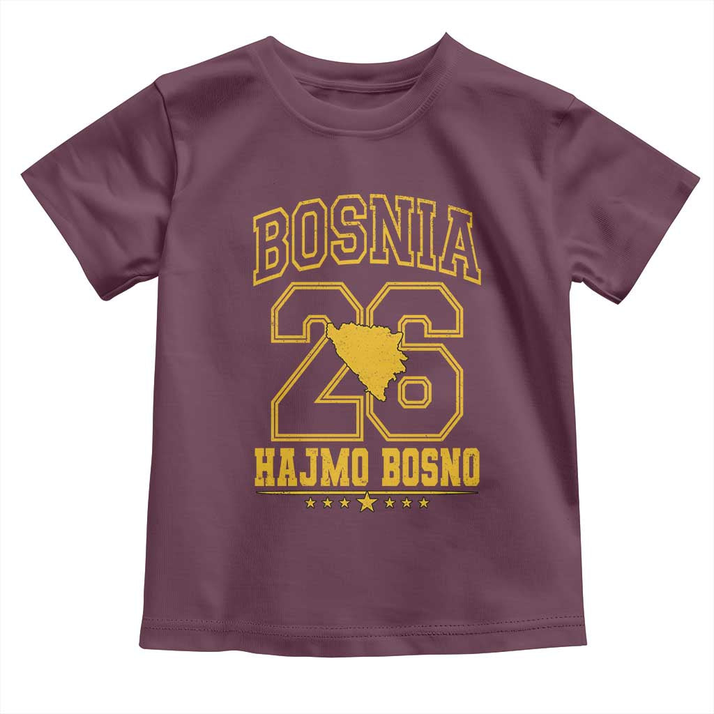 Lets Go Bosnia 2026 Hajmo Bosno Vintage Varsity Sports Style Toddler T Shirt Bosnia Herzegovina Map Soccer Lover Football Fan