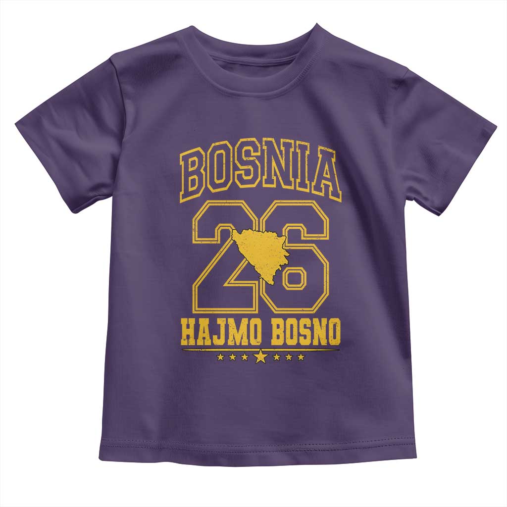 Lets Go Bosnia 2026 Hajmo Bosno Vintage Varsity Sports Style Toddler T Shirt Bosnia Herzegovina Map Soccer Lover Football Fan