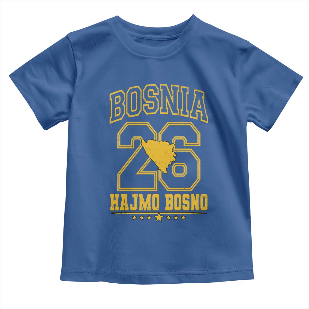 Lets Go Bosnia 2026 Hajmo Bosno Vintage Varsity Sports Style Toddler T Shirt Bosnia Herzegovina Map Soccer Lover Football Fan