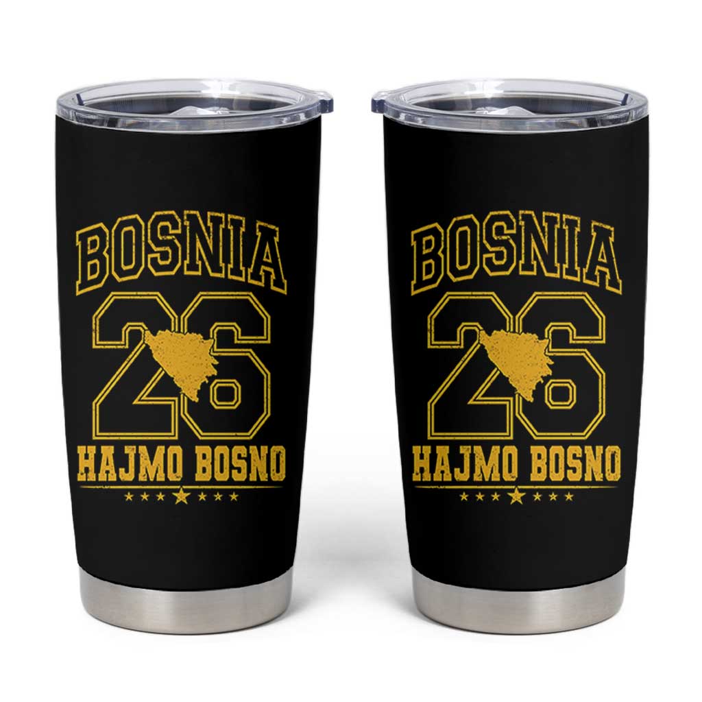 Lets Go Bosnia 2026 Hajmo Bosno Vintage Varsity Sports Style Tumbler Cup Bosnia Herzegovina Map Soccer Lover Football Fan