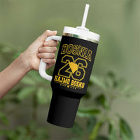 Lets Go Bosnia 2026 Hajmo Bosno Vintage Varsity Sports Style Tumbler With Handle Bosnia Herzegovina Map Soccer Lover Football Fan