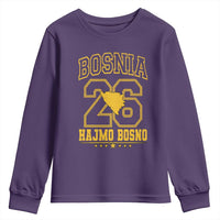 Lets Go Bosnia 2026 Hajmo Bosno Vintage Varsity Sports Style Youth Sweatshirt Bosnia Herzegovina Map Soccer Lover Football Fan
