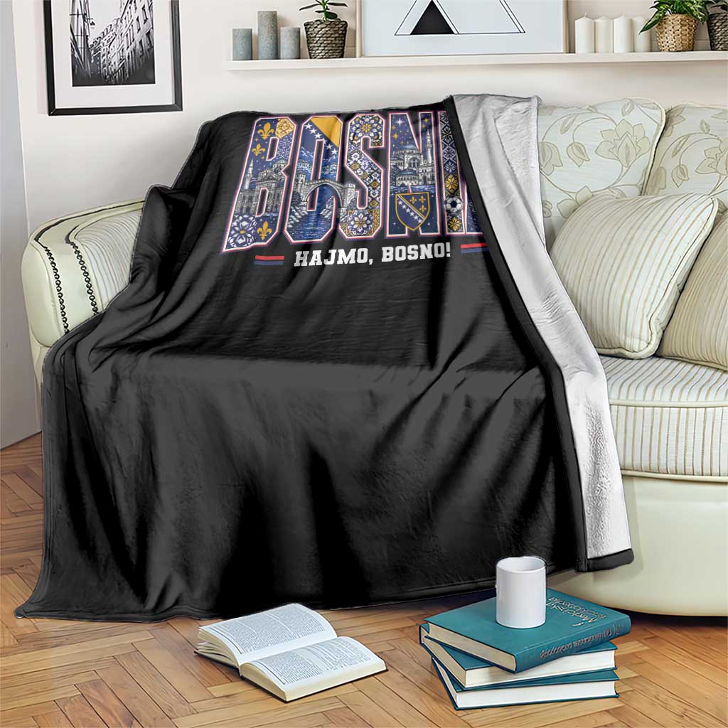 Lets Go Bosnia Heritage Hajmo Bosno Cultural Mosaic Pattern Throw Blanket Bosnia Herzegovina Map Soccer Lover Football Fan