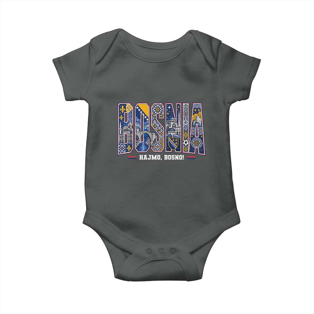 Lets Go Bosnia Heritage Hajmo Bosno Cultural Mosaic Pattern Baby Onesie Bosnia Herzegovina Map Soccer Lover Football Fan