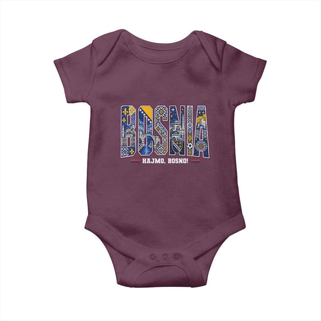 Lets Go Bosnia Heritage Hajmo Bosno Cultural Mosaic Pattern Baby Onesie Bosnia Herzegovina Map Soccer Lover Football Fan