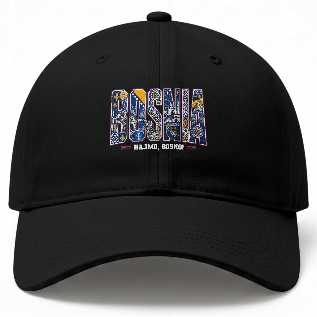 Lets Go Bosnia Heritage Hajmo Bosno Cultural Mosaic Pattern Baseball Cap Bosnia Herzegovina Map Soccer Lover Football Fan