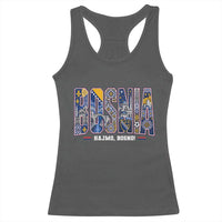 Lets Go Bosnia Heritage Hajmo Bosno Cultural Mosaic Pattern Racerback Tank Top Bosnia Herzegovina Map Soccer Lover Football Fan