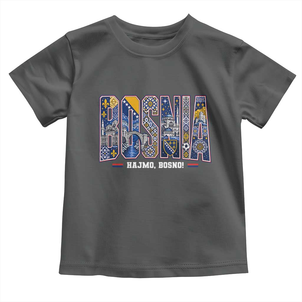 Lets Go Bosnia Heritage Hajmo Bosno Cultural Mosaic Pattern Toddler T Shirt Bosnia Herzegovina Map Soccer Lover Football Fan