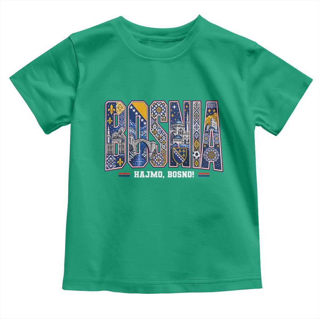 Lets Go Bosnia Heritage Hajmo Bosno Cultural Mosaic Pattern Toddler T Shirt Bosnia Herzegovina Map Soccer Lover Football Fan