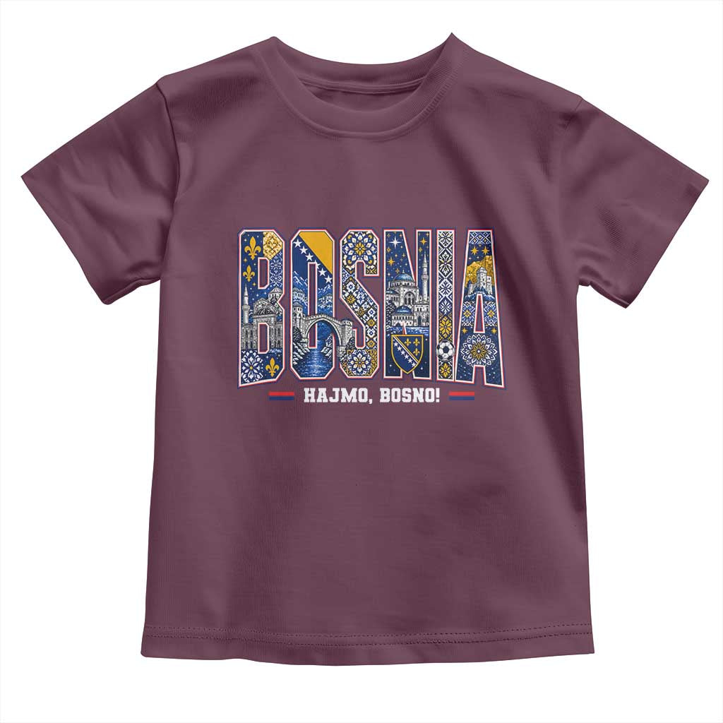 Lets Go Bosnia Heritage Hajmo Bosno Cultural Mosaic Pattern Toddler T Shirt Bosnia Herzegovina Map Soccer Lover Football Fan