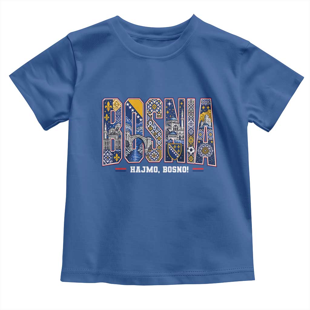 Lets Go Bosnia Heritage Hajmo Bosno Cultural Mosaic Pattern Toddler T Shirt Bosnia Herzegovina Map Soccer Lover Football Fan