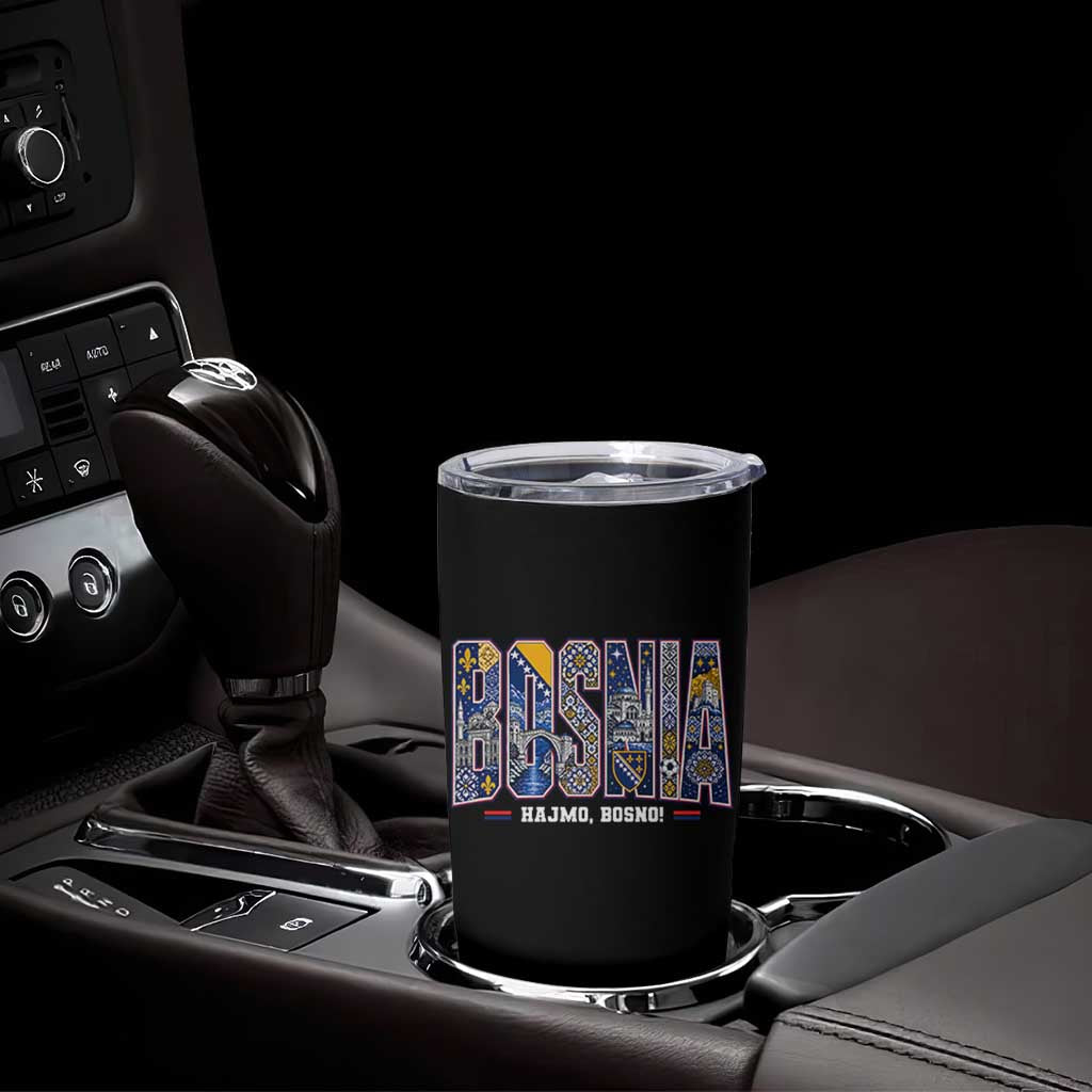 Lets Go Bosnia Heritage Hajmo Bosno Cultural Mosaic Pattern Tumbler Cup Bosnia Herzegovina Map Soccer Lover Football Fan