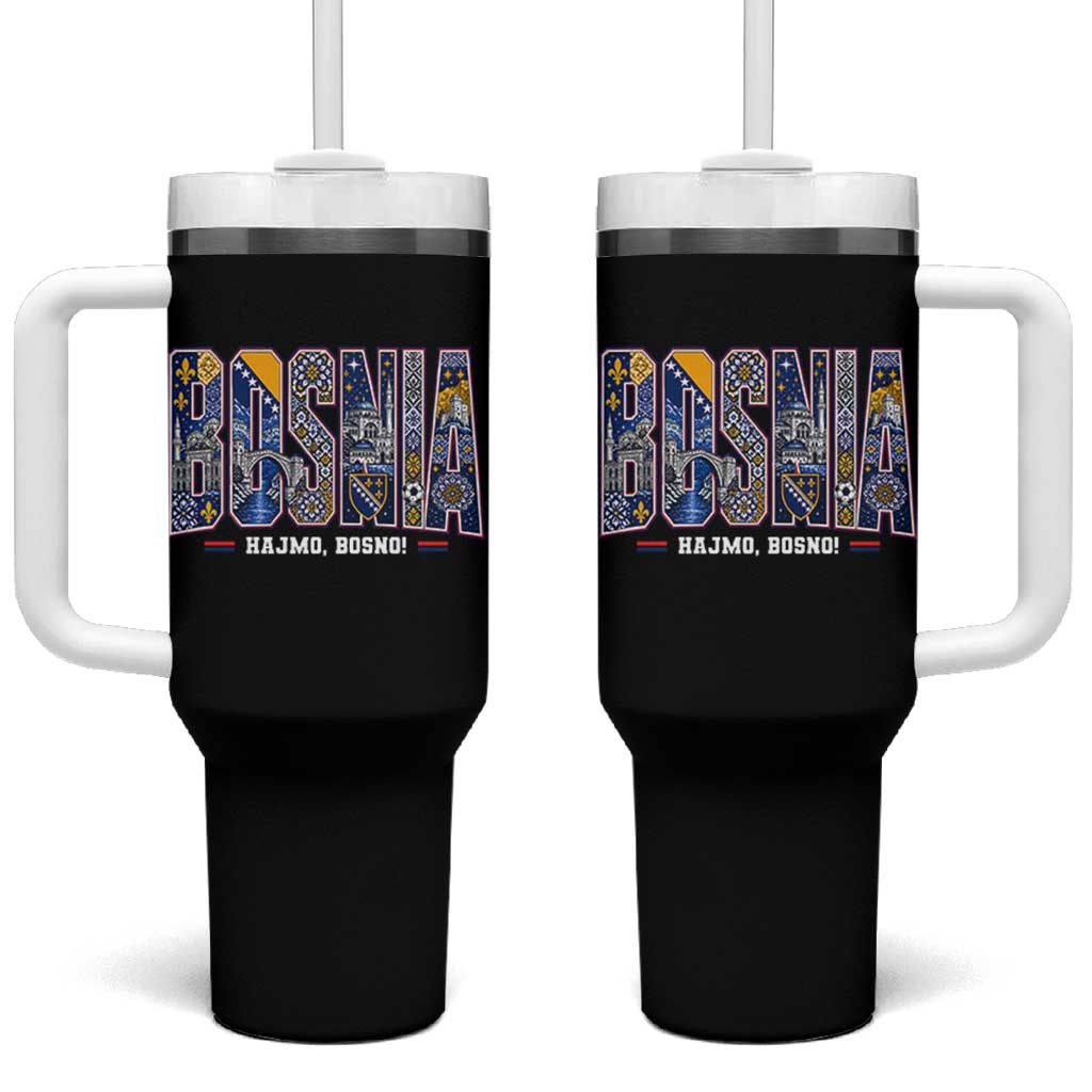 Lets Go Bosnia Heritage Hajmo Bosno Cultural Mosaic Pattern Tumbler With Handle Bosnia Herzegovina Map Soccer Lover Football Fan