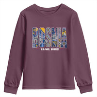 Lets Go Bosnia Heritage Hajmo Bosno Cultural Mosaic Pattern Youth Sweatshirt Bosnia Herzegovina Map Soccer Lover Football Fan