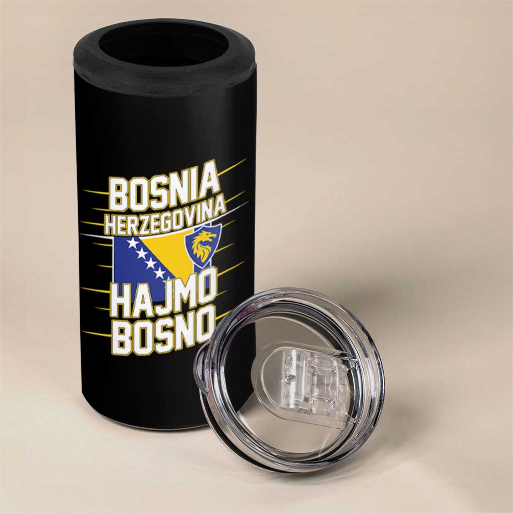Lets Go Bosnia Herzegovina Hajmo Bosno Dragon Shield 4 in 1 Can Cooler Tumbler Soccer Team Pride Football Fan Heritage