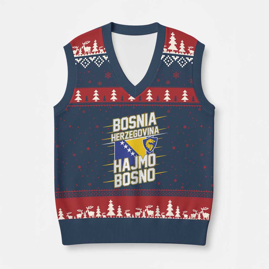 Lets Go Bosnia Herzegovina Hajmo Bosno Dragon Shield V-Neck Knit Sweater Vest Soccer Team Pride Football Fan Heritage
