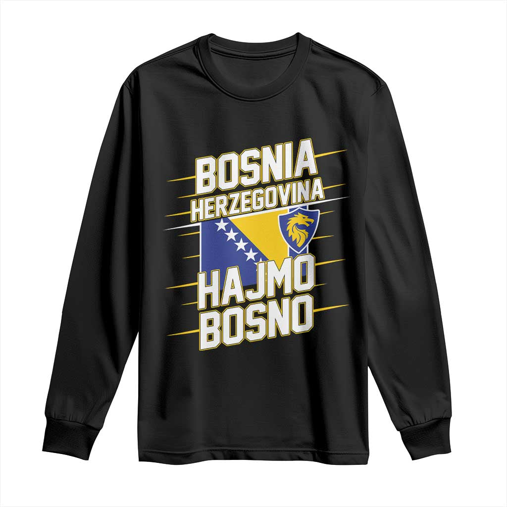 Lets Go Bosnia Herzegovina Hajmo Bosno Dragon Shield Long Sleeve Shirt Soccer Team Pride Football Fan Heritage