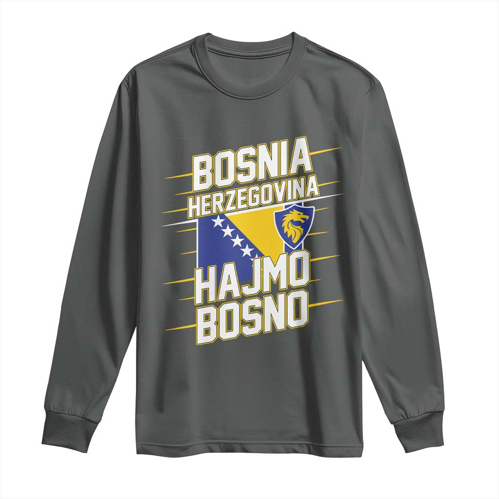 Lets Go Bosnia Herzegovina Hajmo Bosno Dragon Shield Long Sleeve Shirt Soccer Team Pride Football Fan Heritage