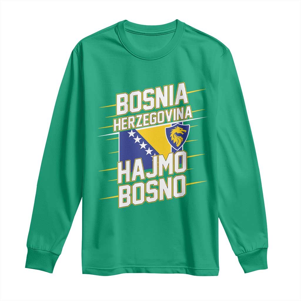 Lets Go Bosnia Herzegovina Hajmo Bosno Dragon Shield Long Sleeve Shirt Soccer Team Pride Football Fan Heritage